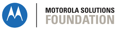 Graphic of an M inside a circle to the left of a vertical line separating it from the words, Motorola Solutions, above the word, Foundation